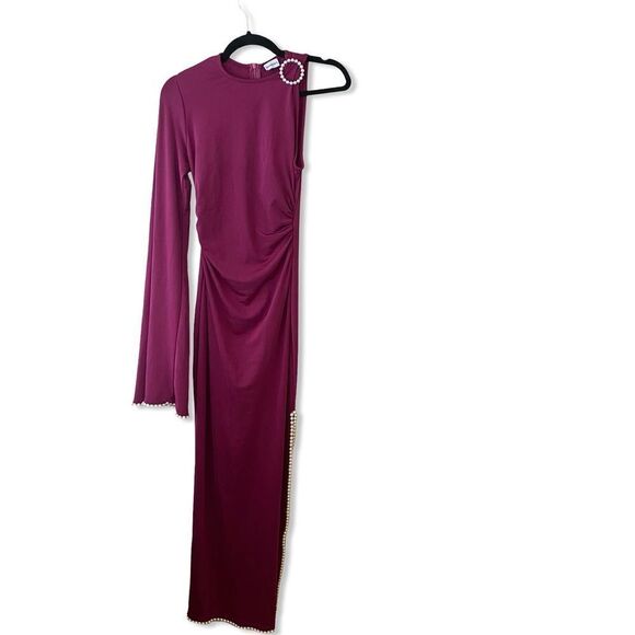 Khanums x REVOLVE Khriya Pearl Trim Maxi Dress Cranberry pink dress gown S - Picture 8 of 13